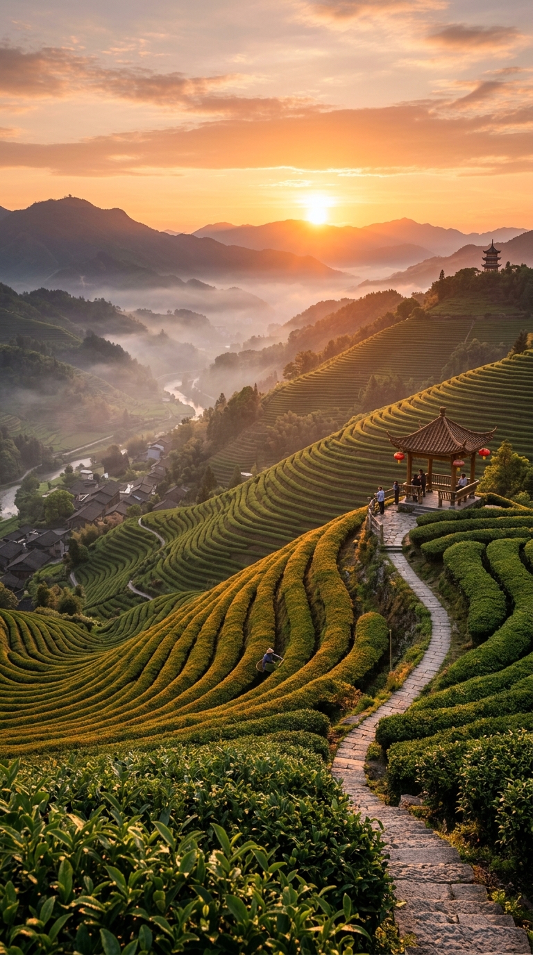 Pôr do sol em Longjing
